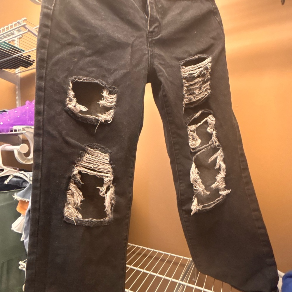 Distressed Black Women's Jeans